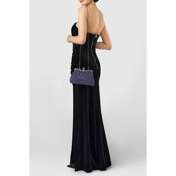 ❤️ Womens Pearl Roaring Evening Clutch Beaded Gatsby Costume Accessories Handbag - Picture 5 of 7